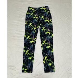 DKNY Womens High-Waist 7/8 Length Thight Pants Logo-Print Black Zest Logo Sz XS